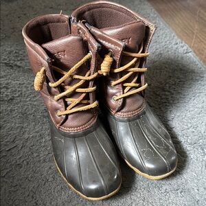 Sperry Brown and Black Rain & Snow Boots with Waterproof Design size 1
